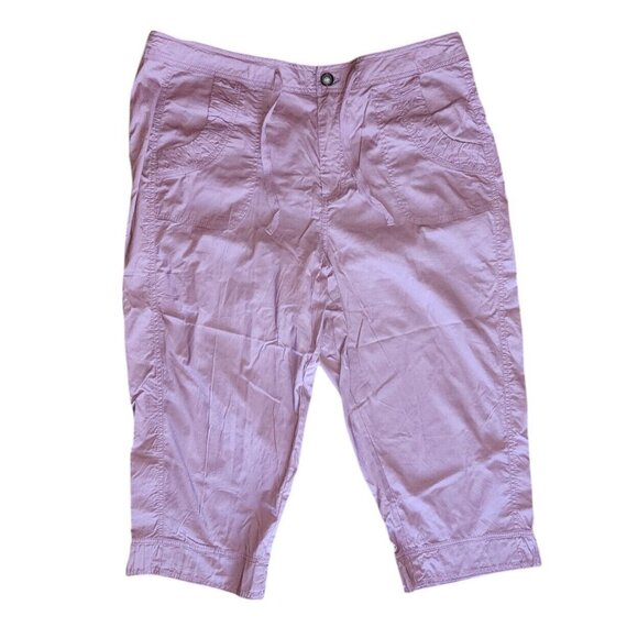 North Crest Pants Womens Plus Size 20W Solid All Purple Crop with Pockets - Picture 1 of 4